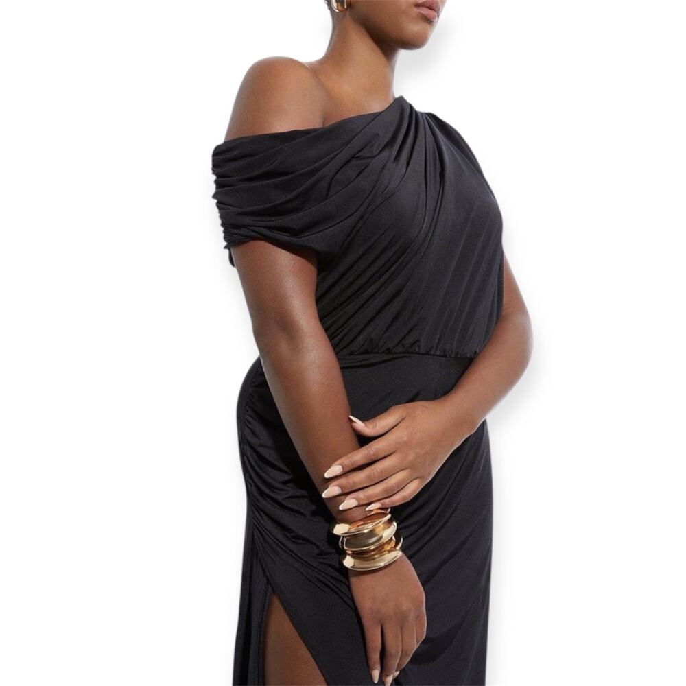 KAREN MILLEN Plus Size Slinky Drapey Jersey One Shoulder Maxi Dress Size XXL - Picture 3 of 12